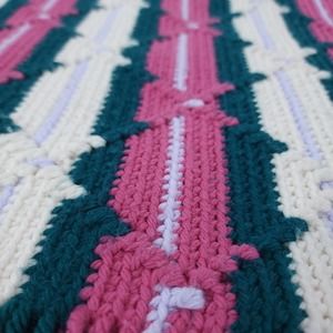 Crochet Afghan Blanket with Raised Diamond Stripe Pattern